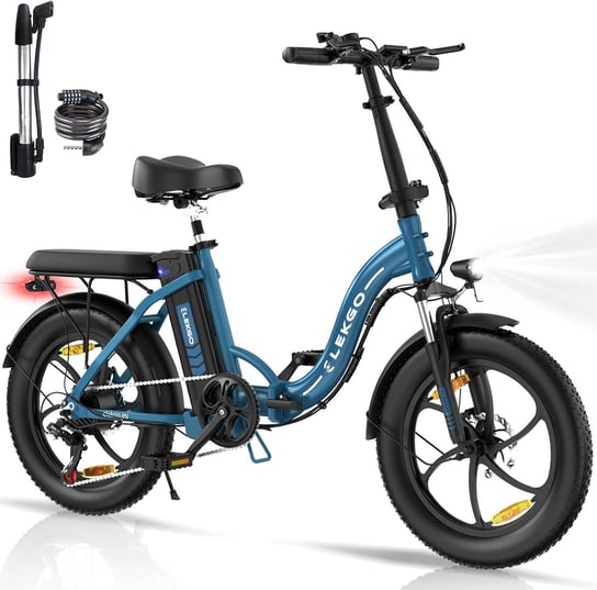Składany rower elektryczny ELEKGO EG06S, 20"*3.0 Fat Tire, silnik 250 W, wymienny akumulator 36 V, 7 biegów Hitway