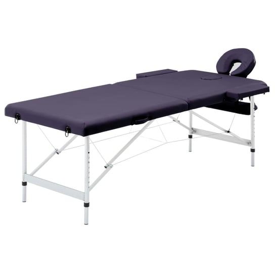 Składany stół do masażu, 2 strefy, aluminiowy, winny fiolet vidaXL