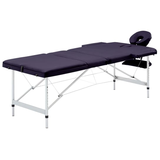 Składany stół do masażu, 3 strefy, aluminiowy, winny fiolet vidaXL