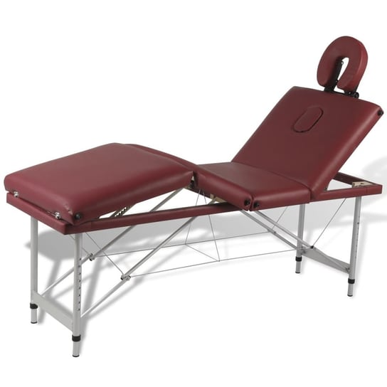 Składany stół do masażu z aluminiową ramą, 4 strefy, czerwony vidaXL
