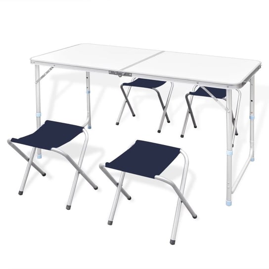 Składany stół kempingowy 4 krzesła i regulowana wysokość 120 x 60 cm vidaXL