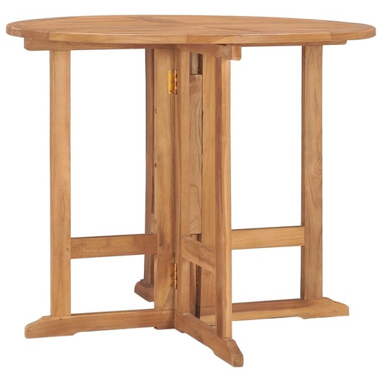 Składany stół ogrodowy, Ø90x75 cm, lite drewno tekowe vidaXL