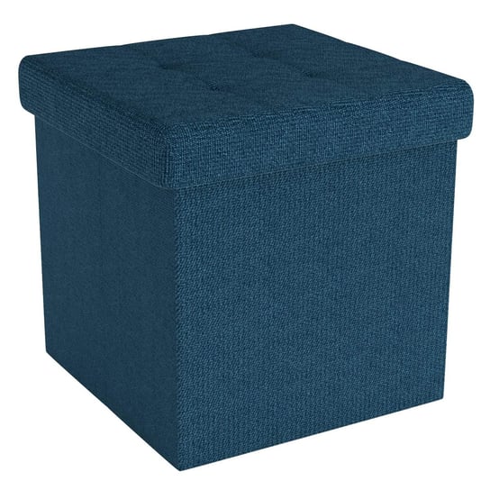 Składany stołek do siedzenia 30x30x30 cm w kolorze NIEBIESKI OCEAN - Kostka do siedzenia z miejscem do przechowywania i pokrywą z tkaniny z korytkami - Kostka do siedzenia z podnóżkiem Skrzynia do si Intirilife