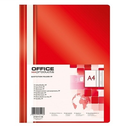 Skoroszyt A4, PP, Office Products, czerwony, 25szt. Neopak