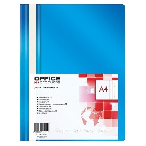 Skoroszyt A4, PP Office Products, niebieski, 25szt. Neopak