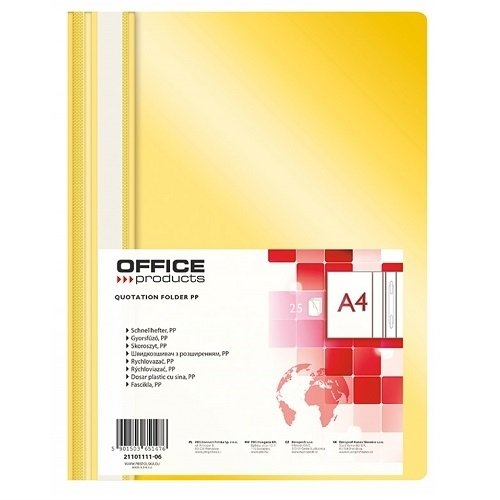 Skoroszyt A4 PP, Office Products, żółty, 25szt. Neopak