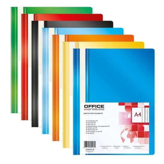 Skoroszyt A4/PP z wąsami 10sztuk Mix kolorów Packware