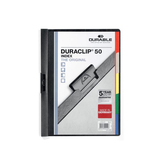 Skoroszyt zaciskowy A4 50 kartek przekładki 5 kolorów Duraclip Durable DURABLE