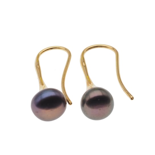 Skorulski Jewellery, Kolczyki trąbki- fioletowe, okrągłe Perły w srebrze złoconym Skorulski Jewellery