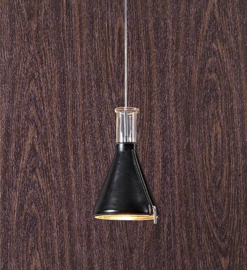 Skórzana lampa wisząca Zip abażurowa z zasuwakiem do sypialni czarna Markslojd
