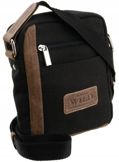 Skórzana, męska torba na ramię z kieszonką zewnętrzną — Always Wild Always Wild