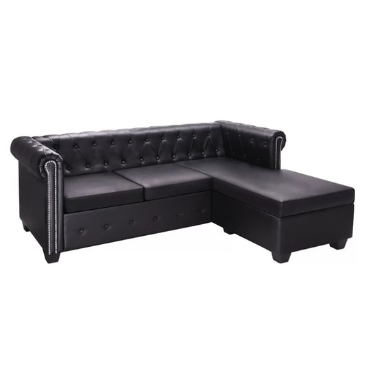 Skórzana sofa narożna Chesterfield VIDAXL, czarna, 200x140x73 cm vidaXL
