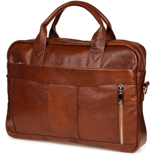 Skórzana torba na laptop duża męska pojemna premium Beltimore brązowa J13 brązowy, beżowy Beltimore