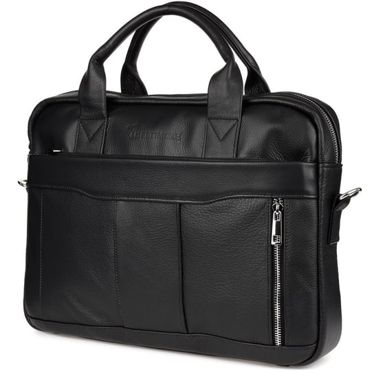 Skórzana torba na laptop duża męska pojemna premium Beltimore czarna J13 czarny Beltimore