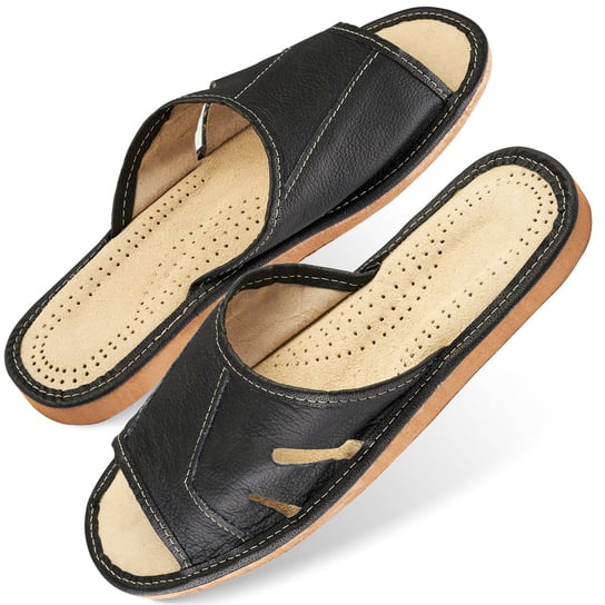 Skórzane czarne klapki slippers 105 męskie pantofle r. 41 Inna marka