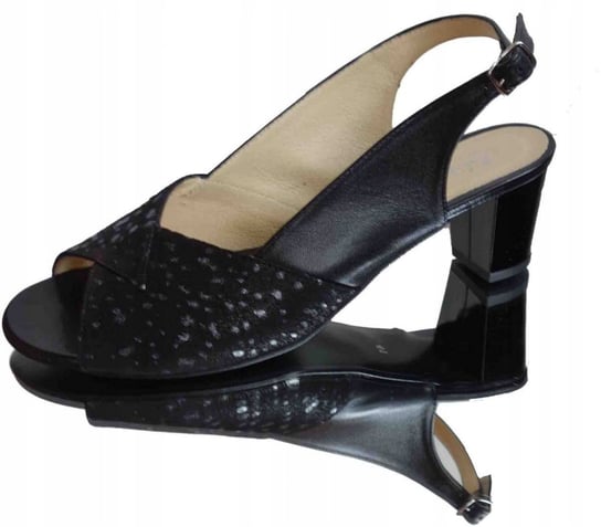SKÓRZANE czarne SZEROKIE sandały TĘGOŚĆ  H  40 Polskie buty