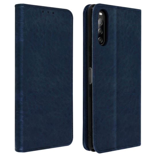 Skórzane etui Folio do telefonu Sony Xperia L4, podstawka wideo z prawdziwej skóry w kolorze niebieskim Avizar