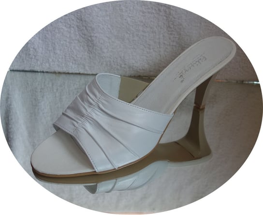 SKÓRZANE KLAPKI  obcas  biały  TĘGOŚĆ  H 45 Polskie buty
