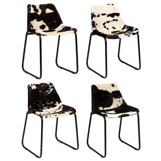 Skórzane krzesła do jadalni VIDAXL, czarno-białe, 4 szt. vidaXL