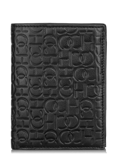 Skórzany czarny portfel męski z monogramem PORMS-0600-98 OCHNIK