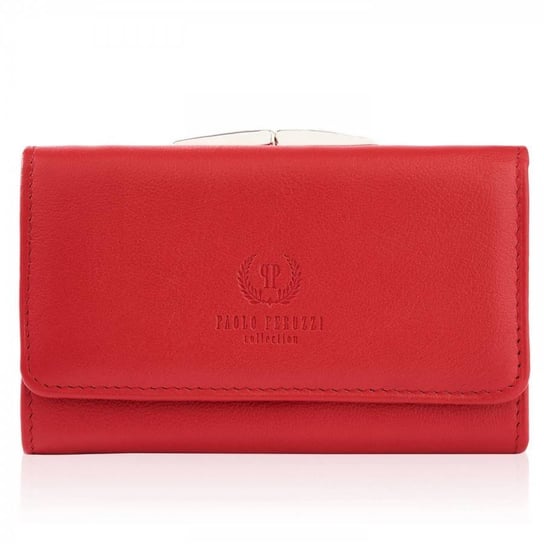 Skórzany czerwony damski portfel portmonetka Paolo Peruzzi