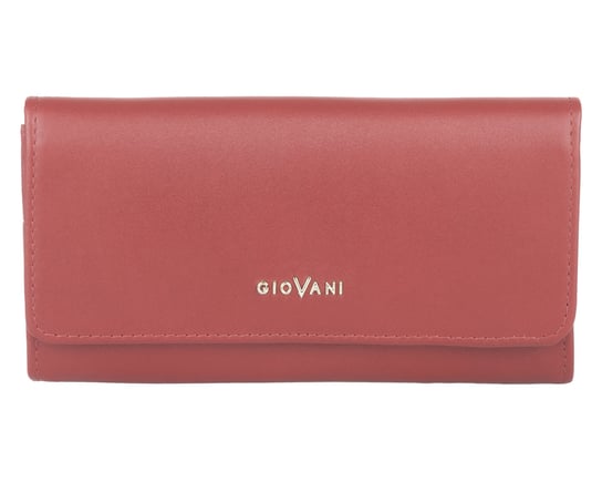 Skórzany, duży czerwony portfel damski Sofia, okienko ID Giovani