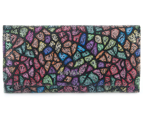 Skórzany duży kolorowy portfel damski Camilla - RFID Giovani