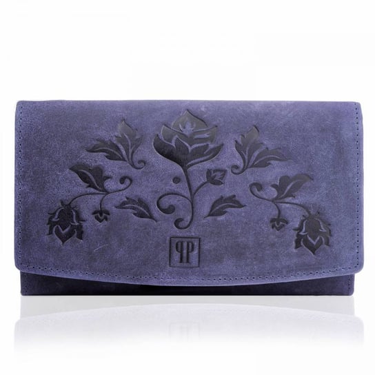 Skórzany duży portfel damski w kwiaty Paolo Peruzzi