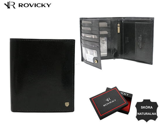 Skorzany duzy portfel meski z systemem RFID Rovicky