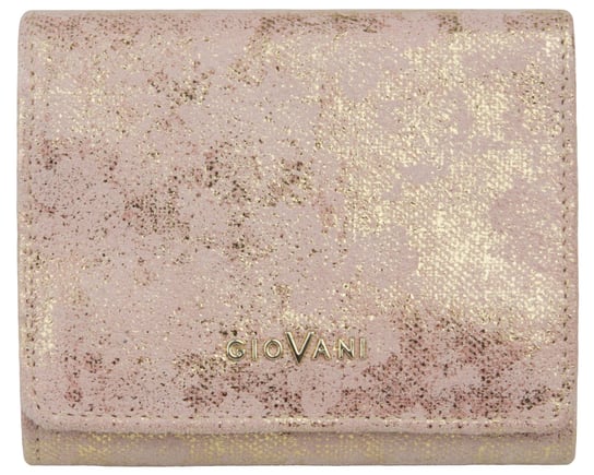 Skórzany mały portfel damski Balbina-Giovani + RFID, pudrowy róż + złoty Giovani