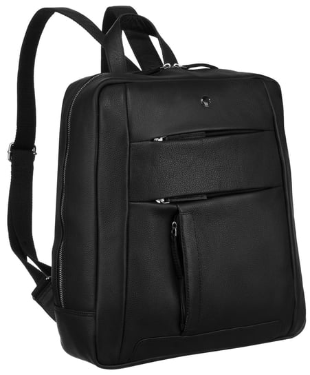 Skórzany plecak unisex z kieszenią na laptopa Peterson, czarny Peterson