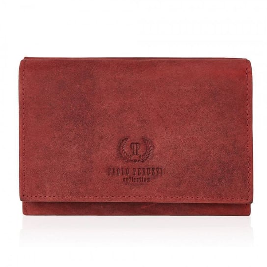 Skórzany portfel czerwony vintage damski paolo peruzzi Paolo Peruzzi