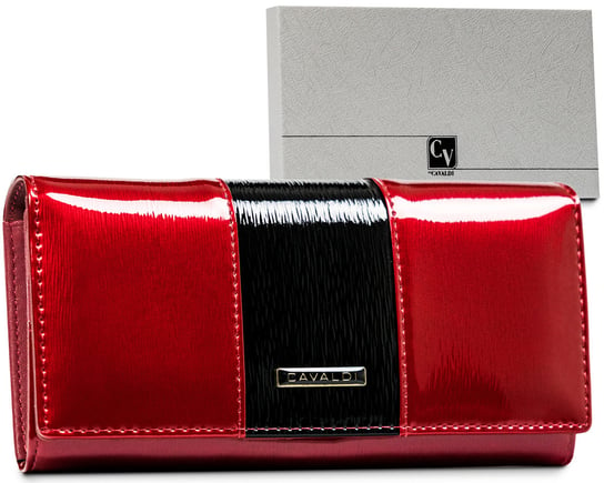 Skórzany portfel damski na duże dokumenty Cavaldi, czerwony Cavaldi