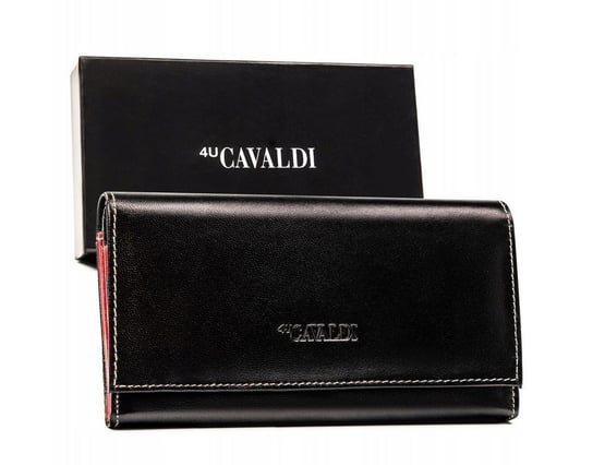 Skórzany portfel damski na zatrzask 4U Cavaldi 4U CAVALDI