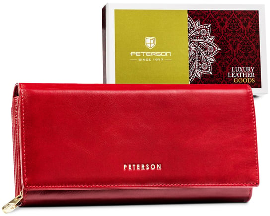 Skórzany portfel damski Peterson, czerwony Peterson