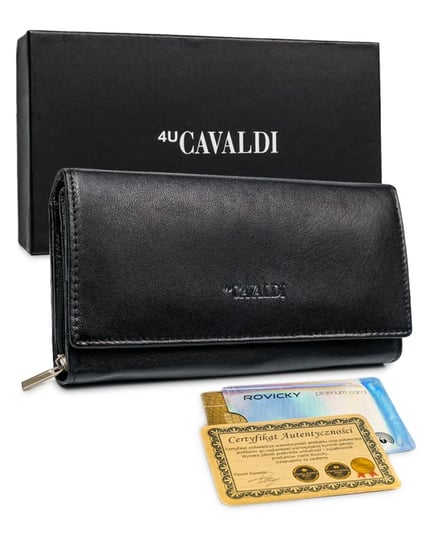 Skórzany portfel damski RFID stop Cavaldi® skóra poziomy 4U CAVALDI
