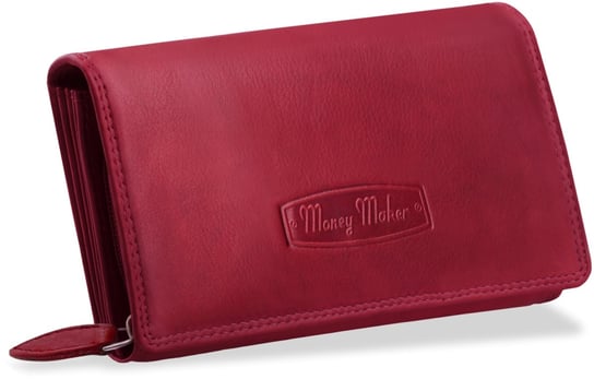 Skórzany portfel damski skóra system rfid czerwony Bag Street