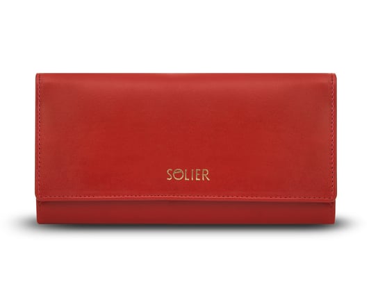 Skórzany portfel damski Solier P35 czerwony Solier
