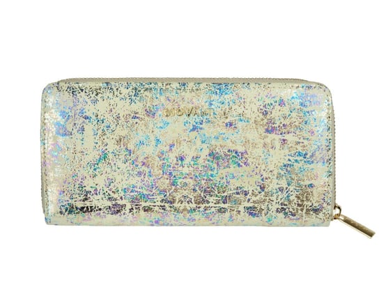 Skórzany portfel damski Tecla - holograficzny, złoty srebrny Giovani