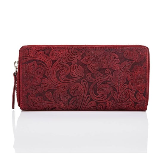 Skórzany portfel damski w kwiaty czerwony Paolo Peruzzi