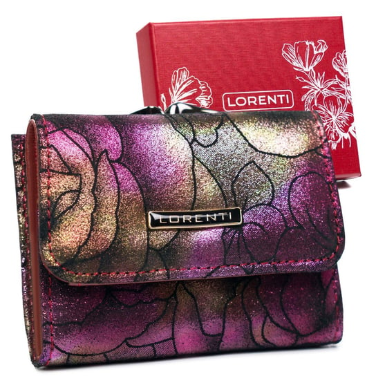 Skórzany portfel damski z kwiatowym wzorem — Lorenti Lorenti