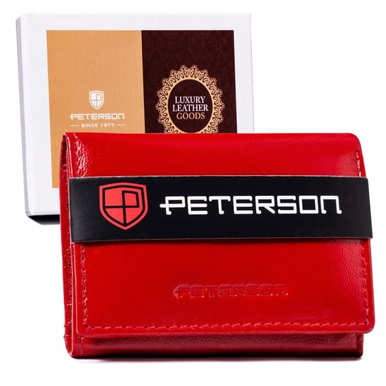 Skórzany portfel damski z zewnętrzną kieszonką na bilon — Peterson Peterson