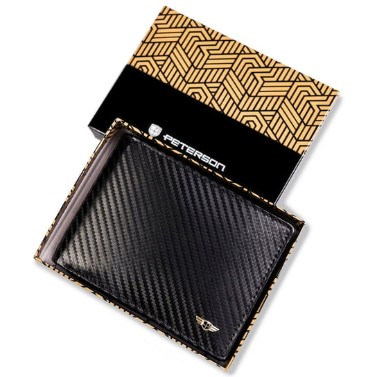 Skórzany portfel męski carbon z ochroną kart RFID — Peterson Peterson