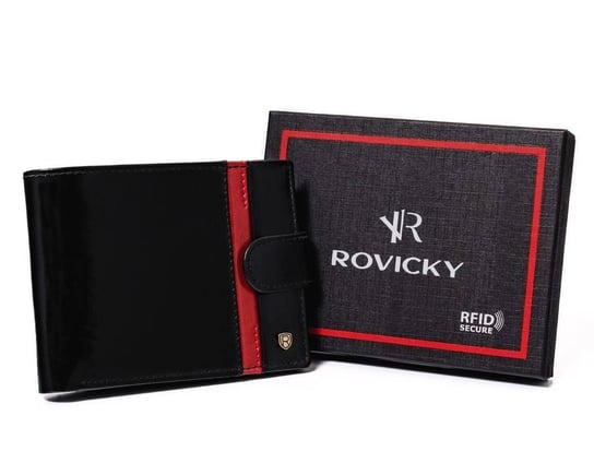 Skórzany portfel męski z ozdobnym paskiem Rovicky