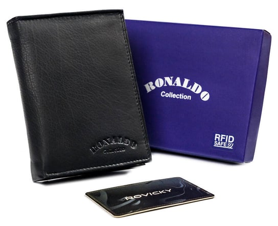 Skorzany portfel meski ze schowkiem na suwak Ronaldo
