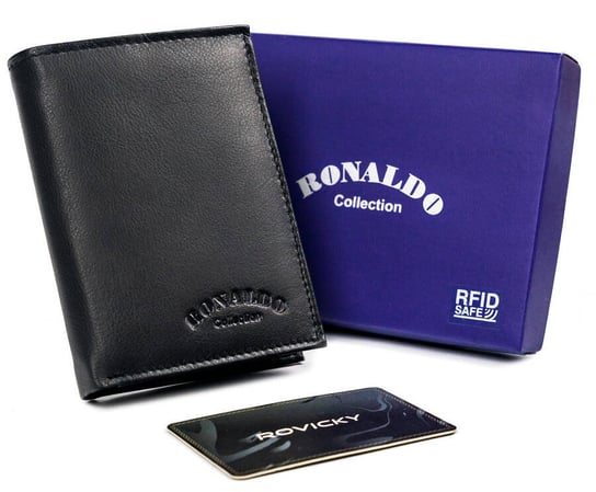 Skorzany skladany portfel meski z zasuwanym schowkiem Ronaldo