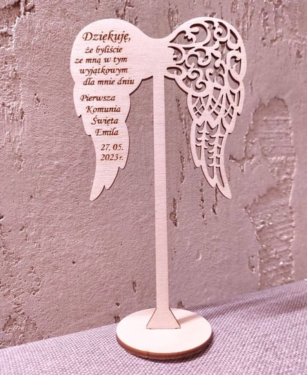 Skrzydła anioła na stojaku 10cm Komunia Imię Data Pamario