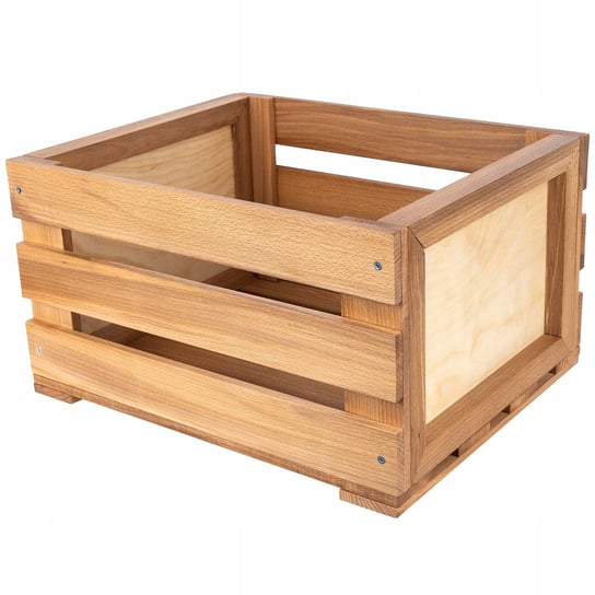 Skrzynka bukowa drewniana olejowana, pudełko skrzynia duża na płyty winylowe zabawki narzędzia Creative Deco