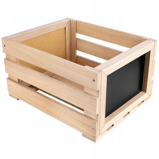 Skrzynka bukowa drewniana z tablicą do pisania kredą, pudełko skrzynia duża, na płyty winylowe zabawki narzędzia Creative Deco