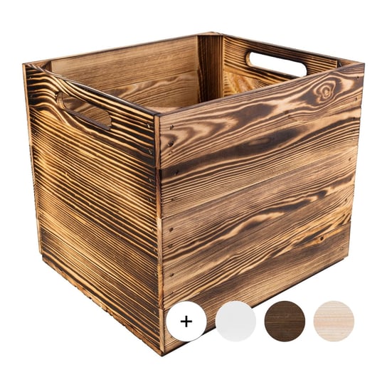 Skrzynka z drewna opalana duża pudełko skrzynia pasuje do regału Kallax Inna marka